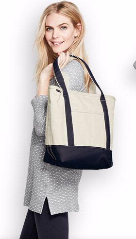 Lands' End Extra Large Zip Top Canvas Tote Bag